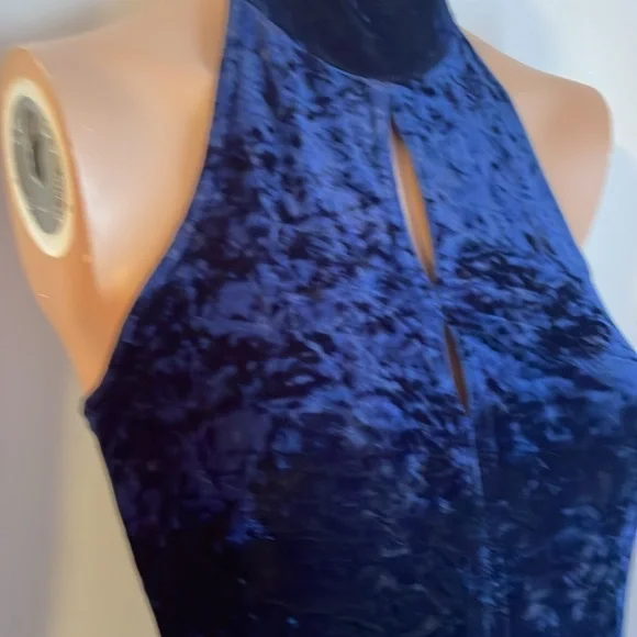 Crushed velvet!! 🪩 S M Vintage stretch bodycon maxi backless high neck … - Picture 8 of 10